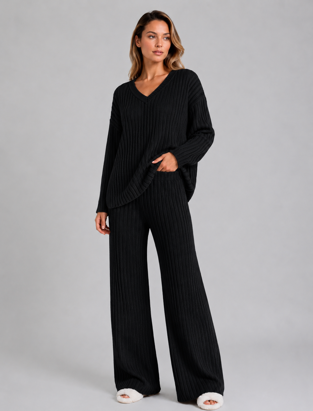 Marley | Women's Ribbed High Waisted Two Piece Matching Set