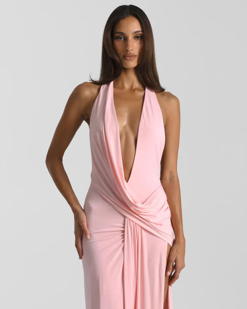 Mary | Women’s Halter Neck Backless High Slit Prom Dress