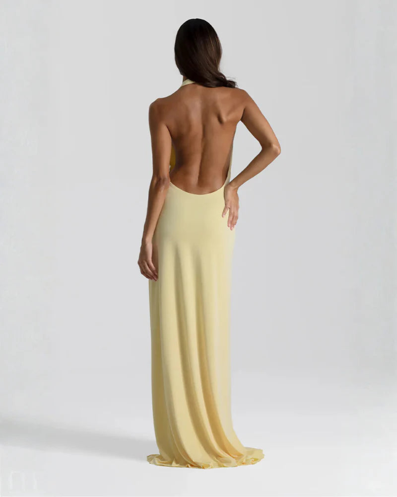Mary | Women’s Halter Neck Backless High Slit Prom Dress