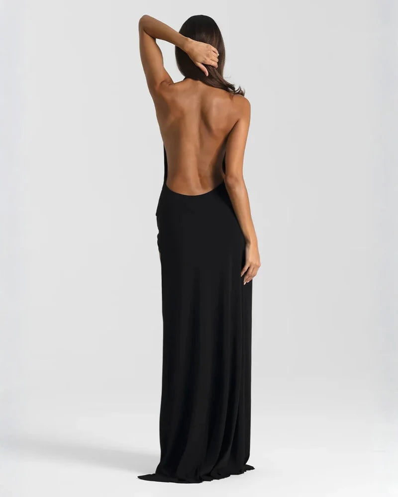 Mary | Women’s Halter Neck Backless High Slit Prom Dress