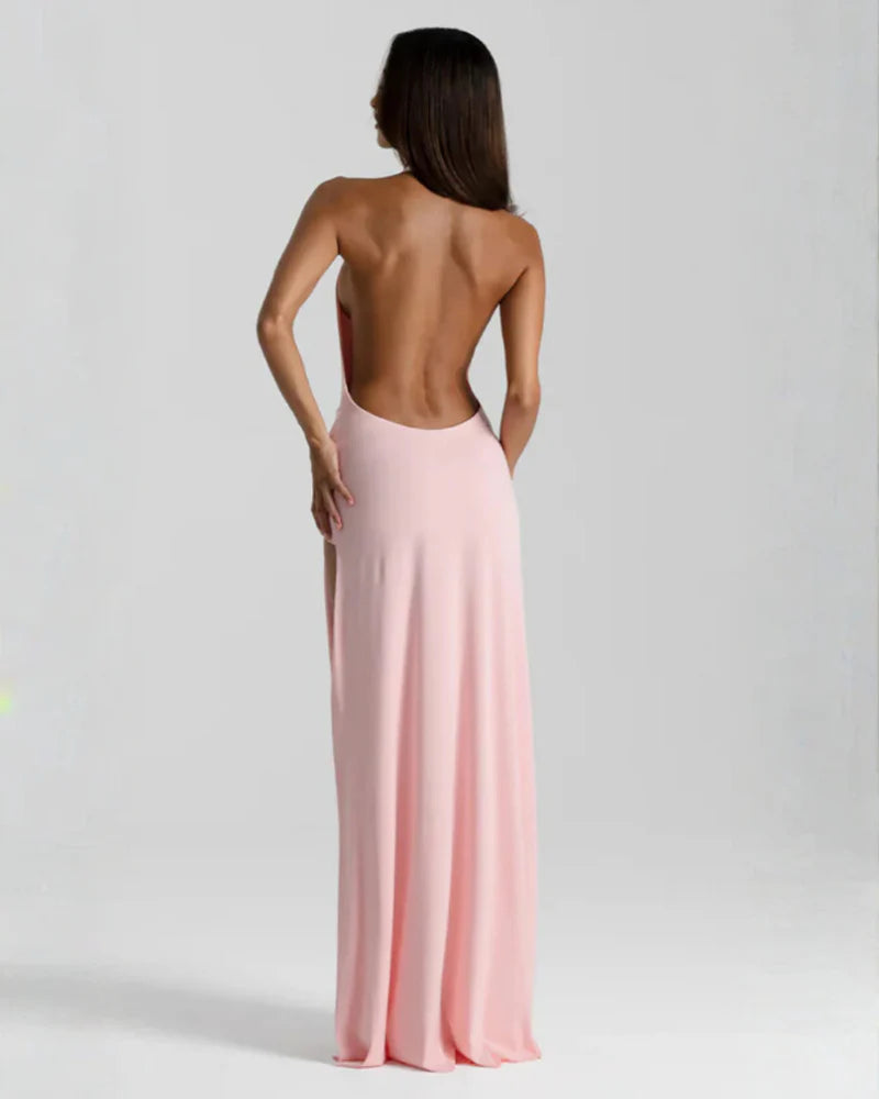 Mary | Women’s Halter Neck Backless High Slit Prom Dress