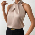 Maryanne | Women's Sleeveless Halter Neck Pleated Top