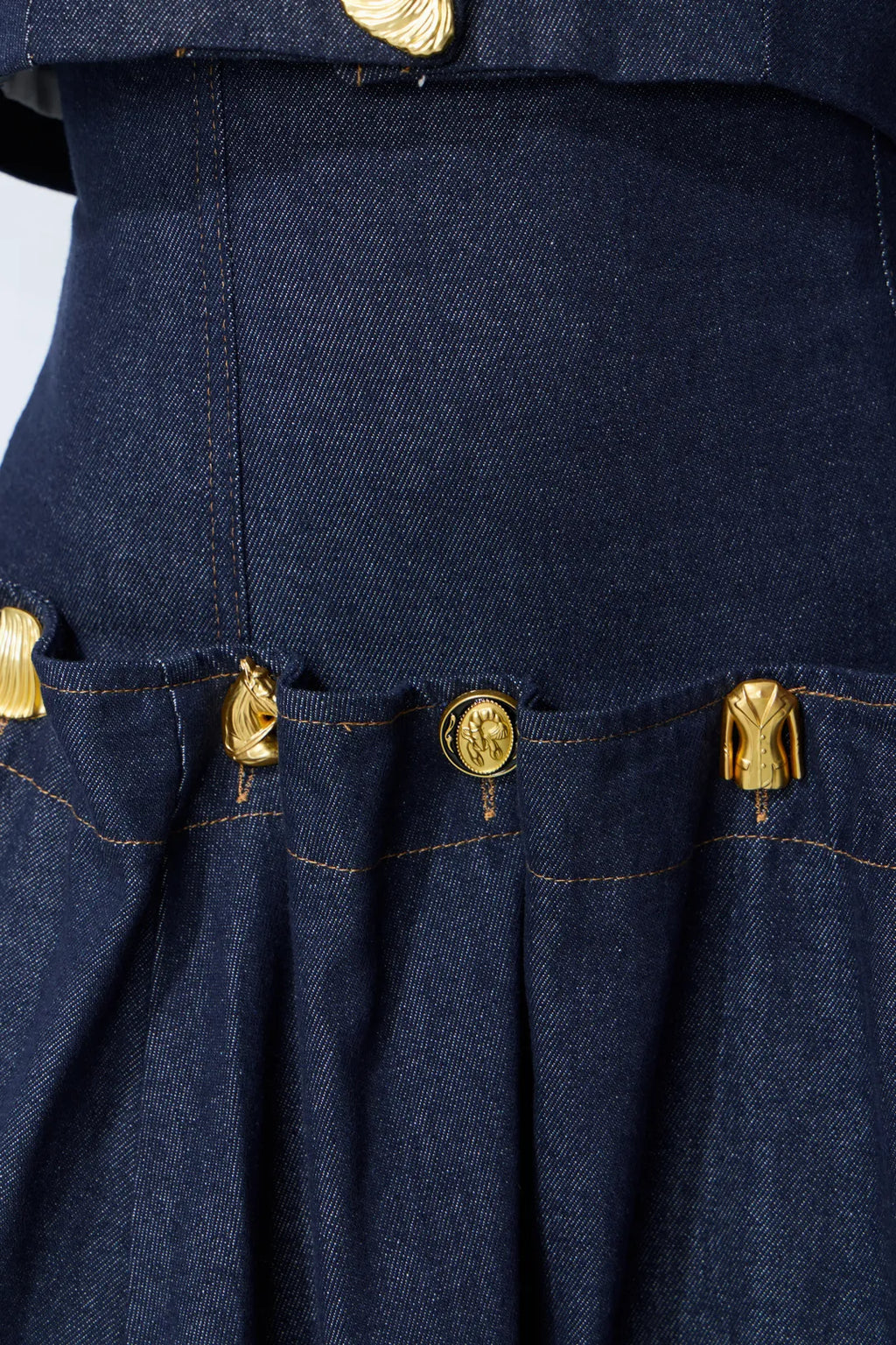 Maura | Women’s Sleeveless Button Front Pleated Denim Two Piece Set