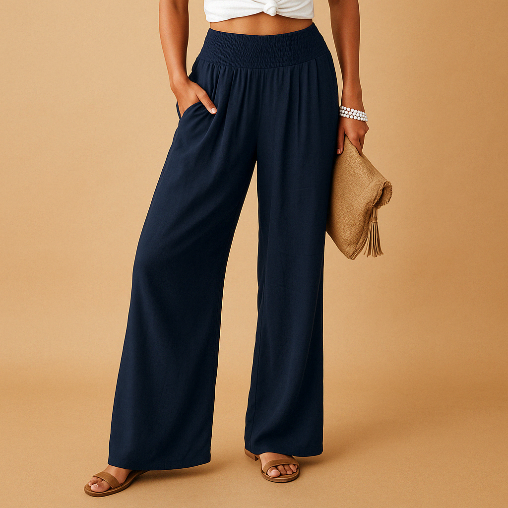Maxine | Women's Wide Leg High Waisted Summer Trousers