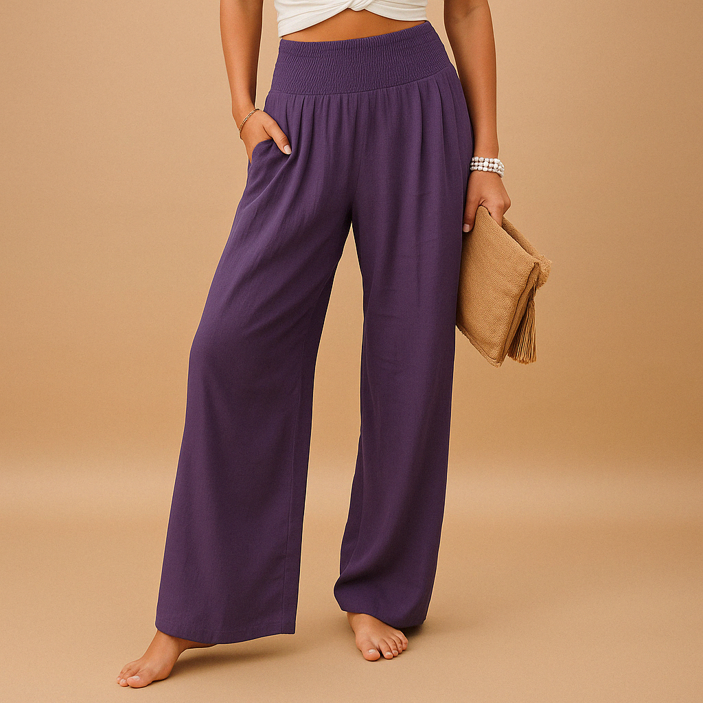 Maxine | Women's Wide Leg High Waisted Summer Trousers
