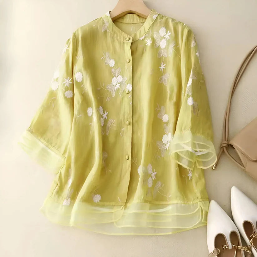 Mckenna | Women's Floral Layered Button Front Top