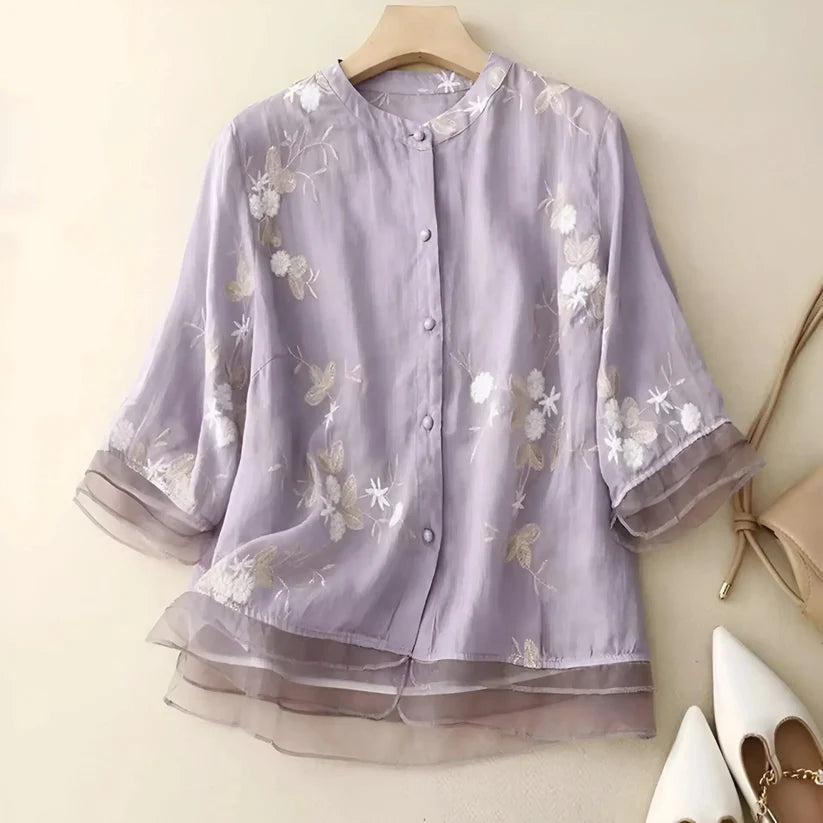 Mckenna | Women's Floral Layered Button Front Top