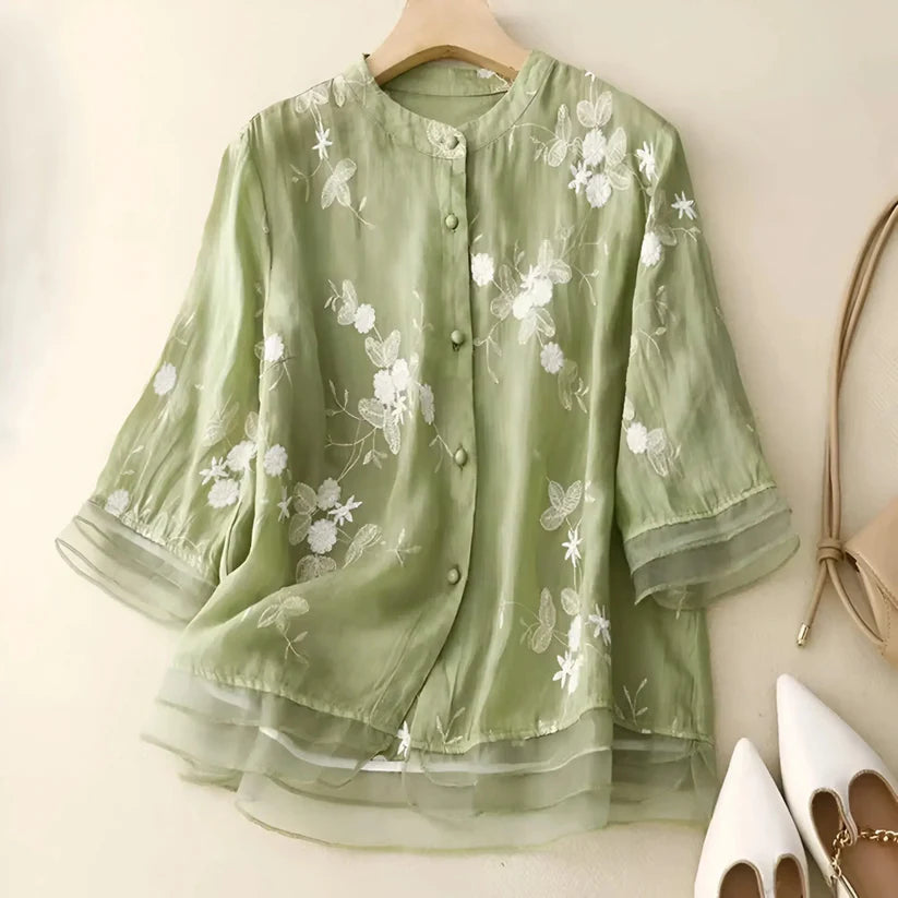 Mckenna | Women's Floral Layered Button Front Top