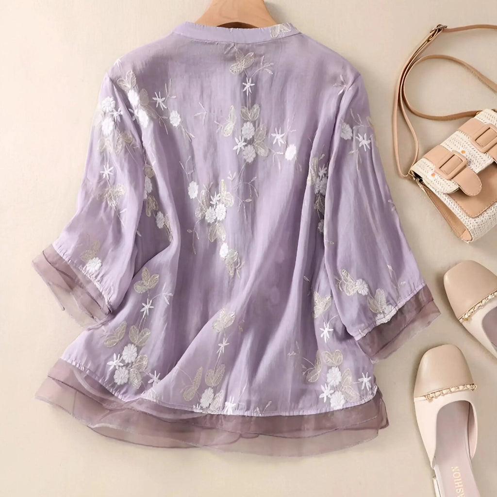 Mckenna | Women's Floral Layered Button Front Top