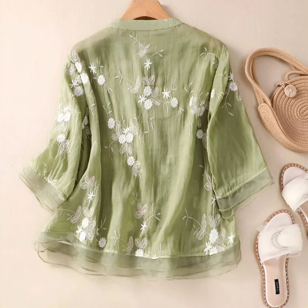 Mckenna | Women's Floral Layered Button Front Top