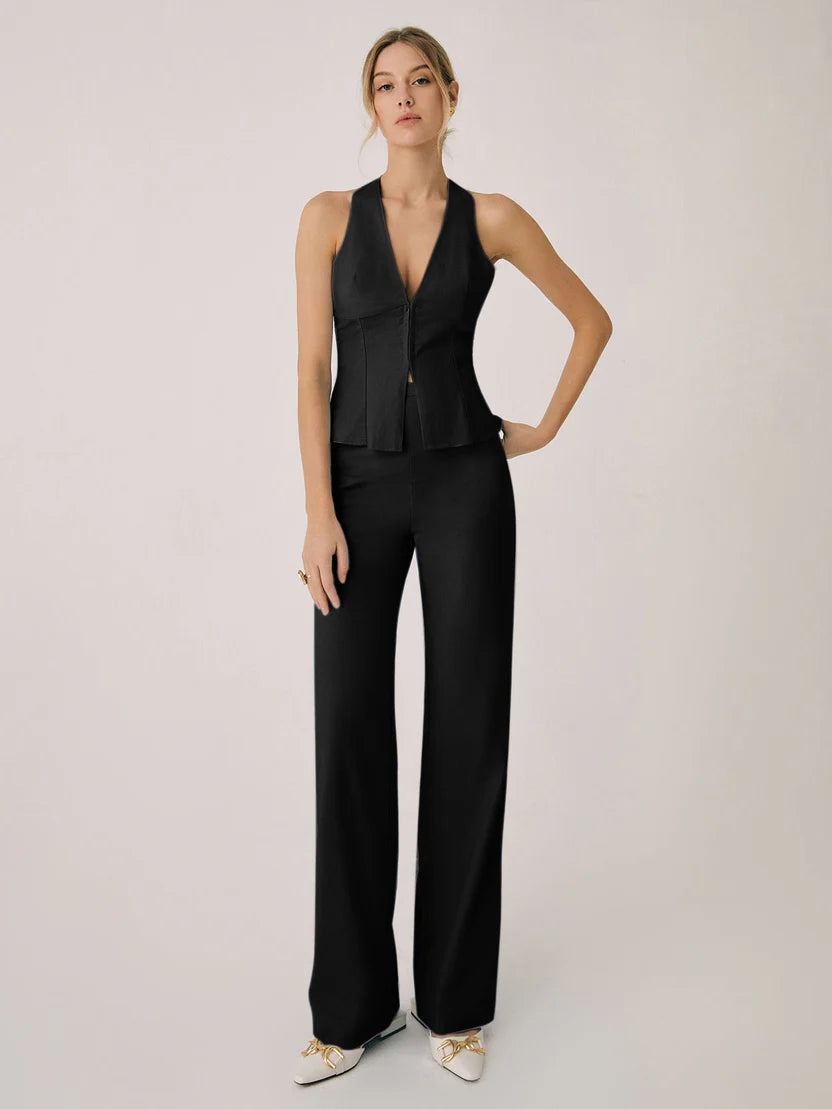 Melanie | Women's Straight Leg Sleeveless Two Piece Matching Set