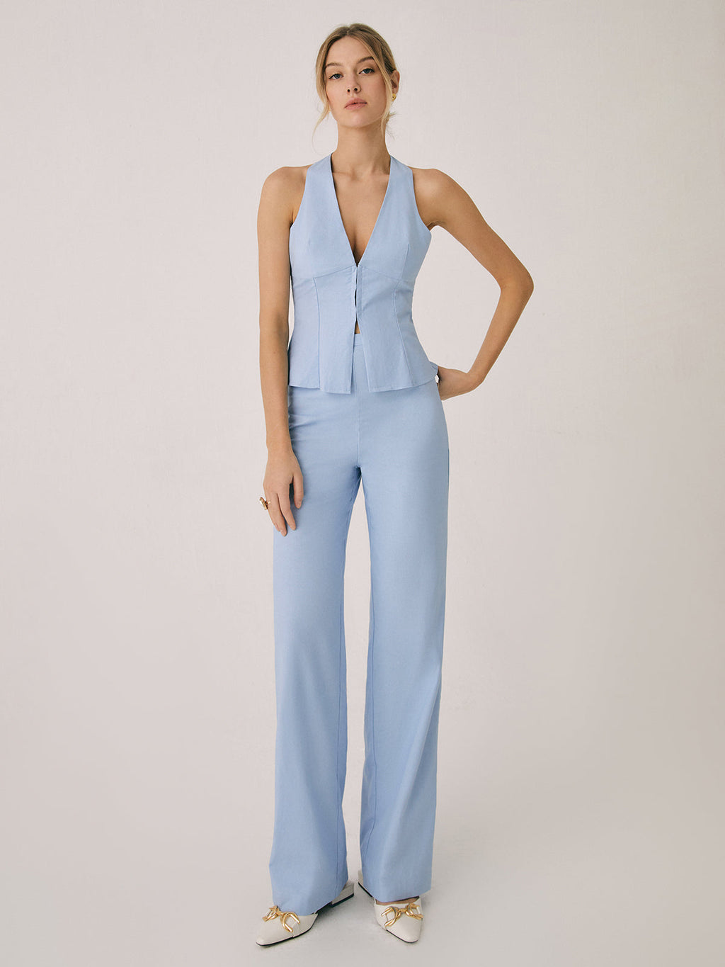 Melanie | Women's Straight Leg Sleeveless Two Piece Matching Set
