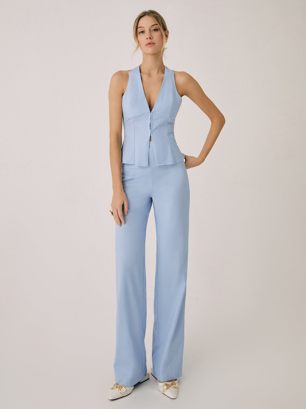 Melanie | Women's Straight Leg Sleeveless Two Piece Matching Set