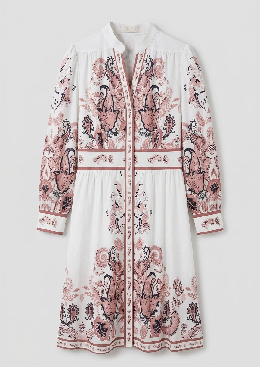 Melinda | Women's Floral Print V Neck Long Sleeve Midi Dress