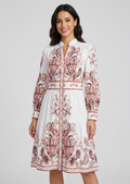 Melinda | Women's Floral Print V Neck Long Sleeve Midi Dress