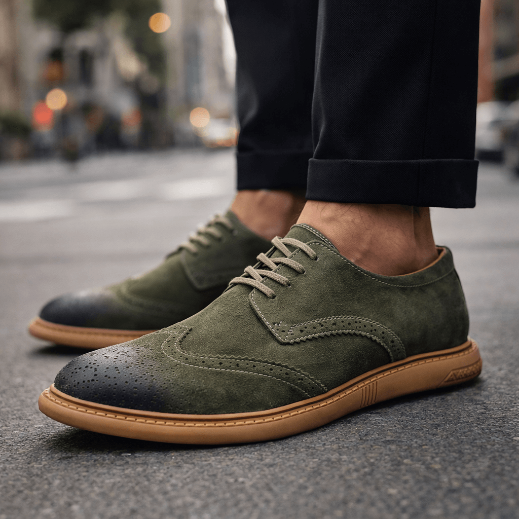 Men's Casual Faux Suede Wingtip Brogue Derby Shoes