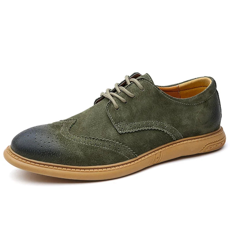 Men's Casual Faux Suede Wingtip Brogue Derby Shoes