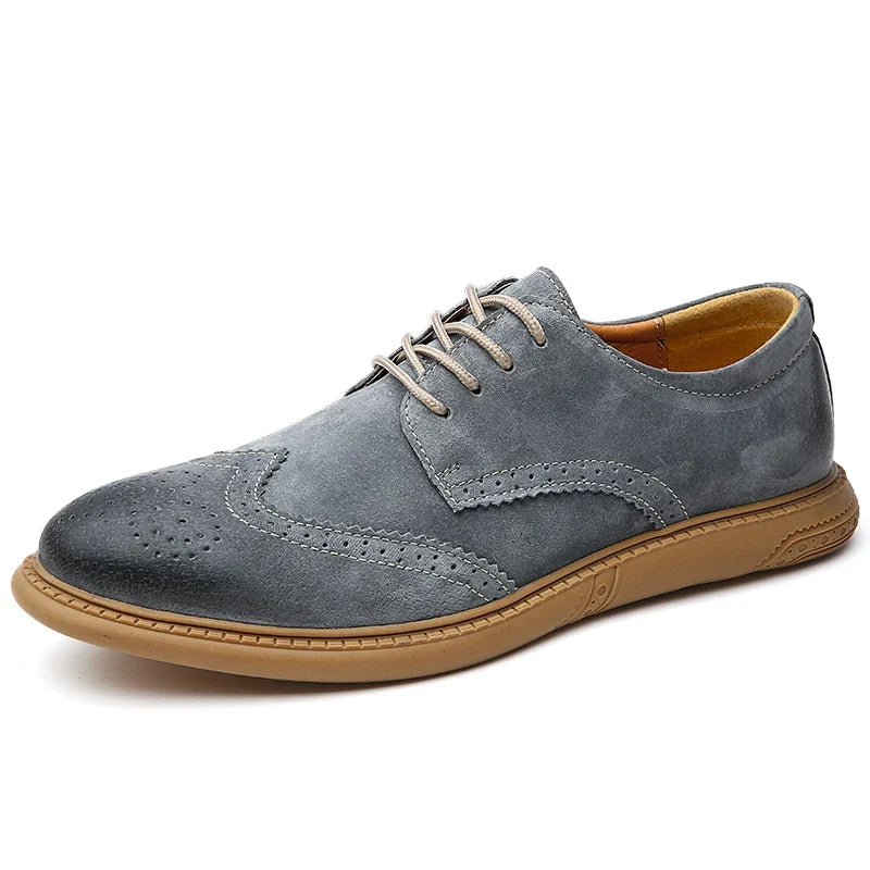 Men's Casual Faux Suede Wingtip Brogue Derby Shoes