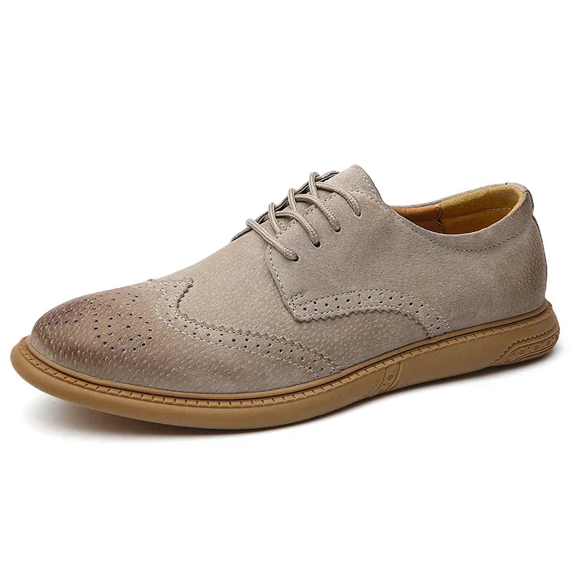 Men's Casual Faux Suede Wingtip Brogue Derby Shoes