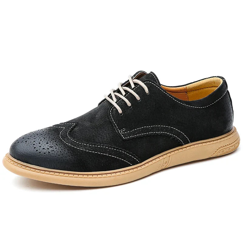 Men's Casual Faux Suede Wingtip Brogue Derby Shoes