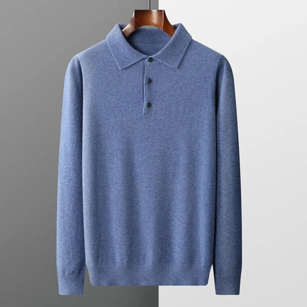 Men's Button Collar Knit Polo Sweater