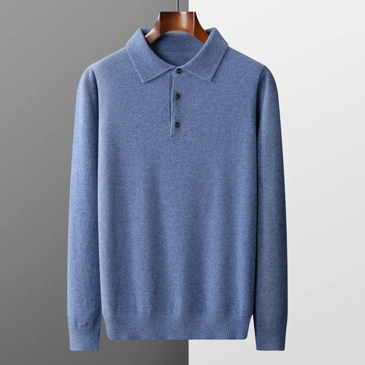 Men's Button Collar Knit Polo Sweater