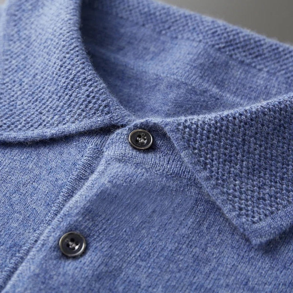 Men's Button Collar Knit Polo Sweater