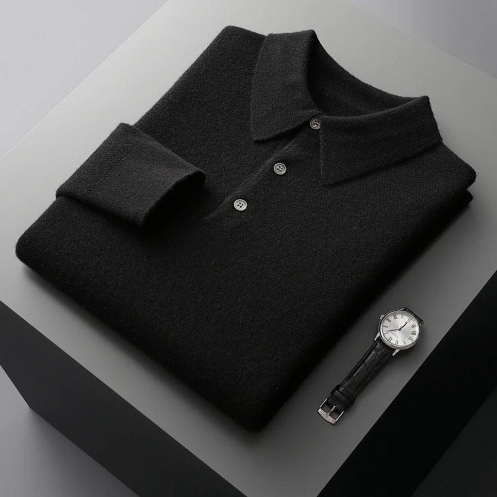 Men's Button Collar Knit Polo Sweater