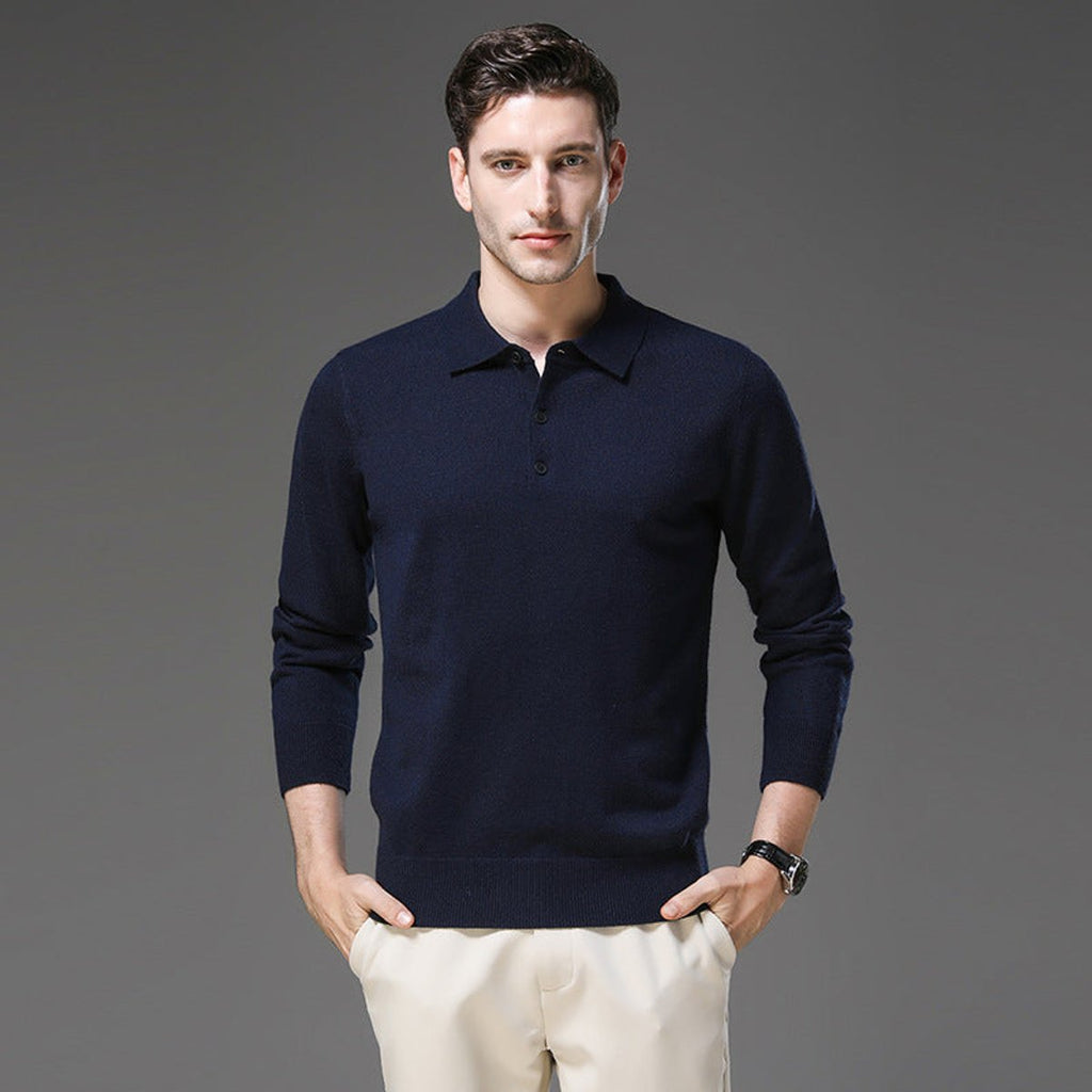 Men's Button Collar Knit Polo Sweater