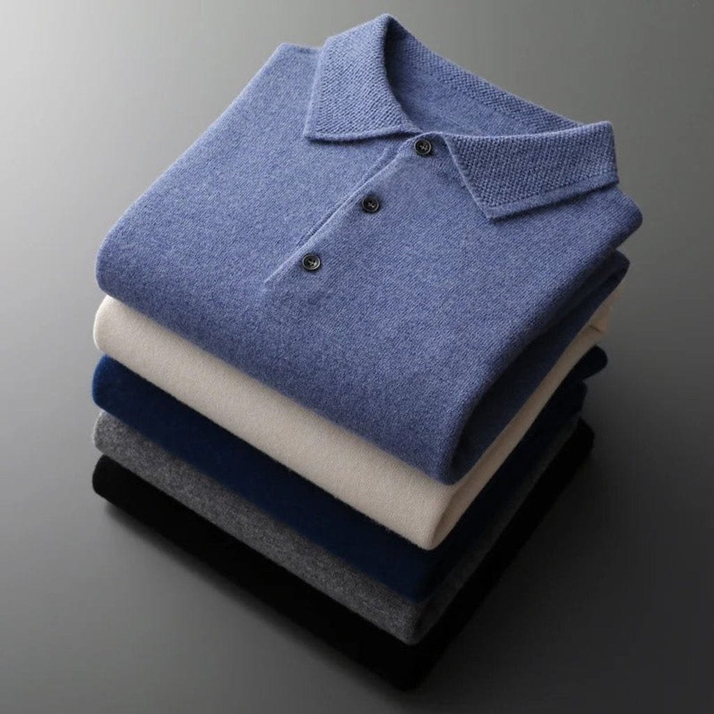 Men's Button Collar Knit Polo Sweater