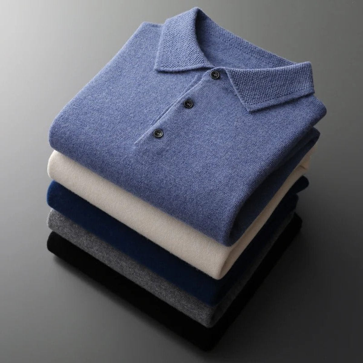 Men's Button Collar Knit Polo Sweater