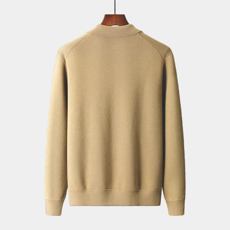 Men's Knit Shirt Collar Cardigan with Pockets