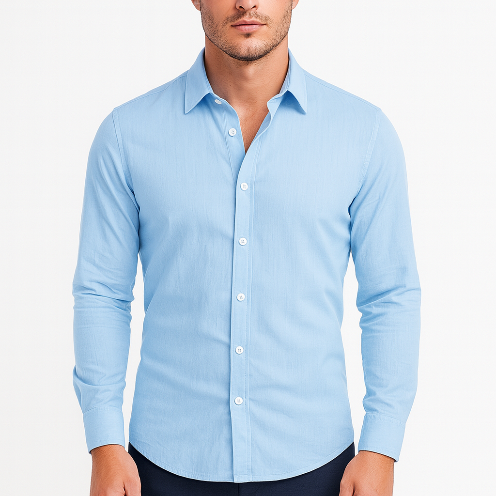 Men's Long-Sleeve Button-Up Casual Shirt