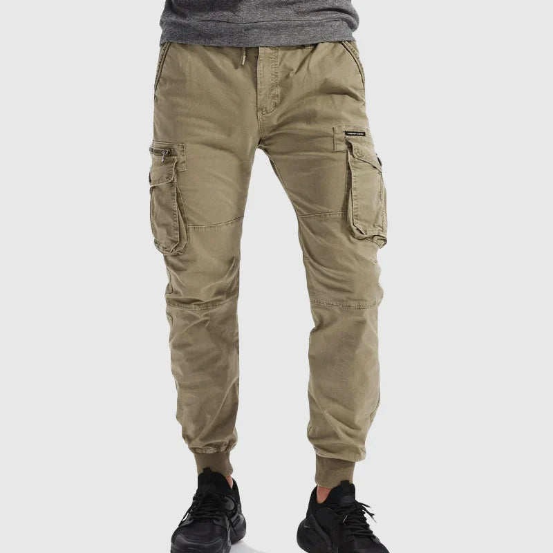 Men's Drawstring Cargo Joggers with Cuffed Ankles