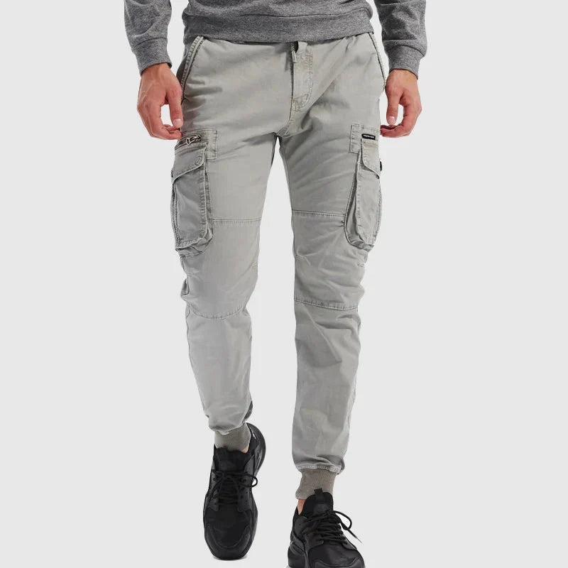 Men's Drawstring Cargo Joggers with Cuffed Ankles