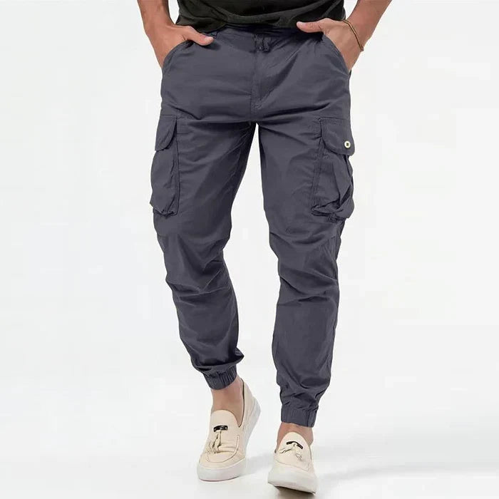 Men's Tapered Cargo Joggers with Button Flap Pockets