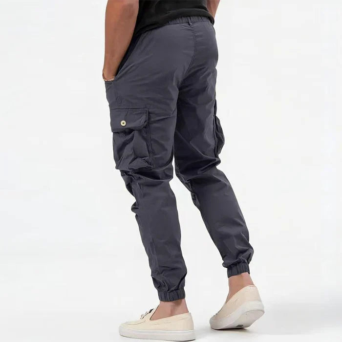 Men's Tapered Cargo Joggers with Button Flap Pockets