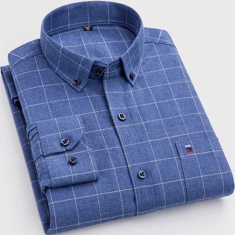 Men's Check Long Sleeve Button-Down Oxford Shirt