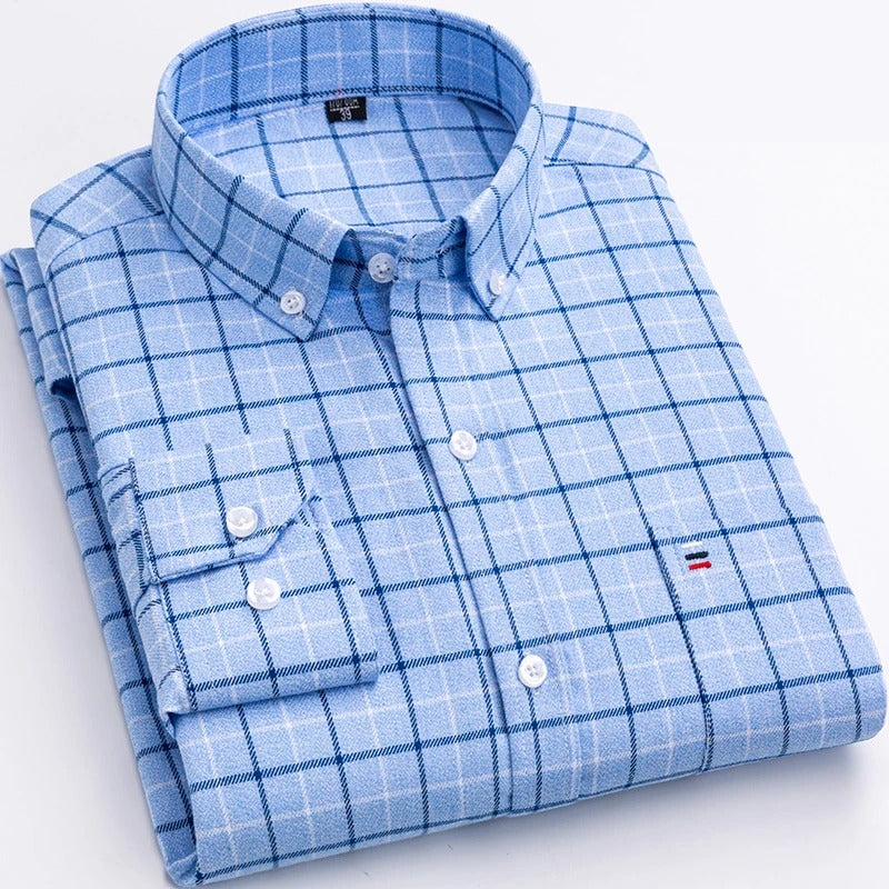 Men's Check Long Sleeve Button-Down Oxford Shirt
