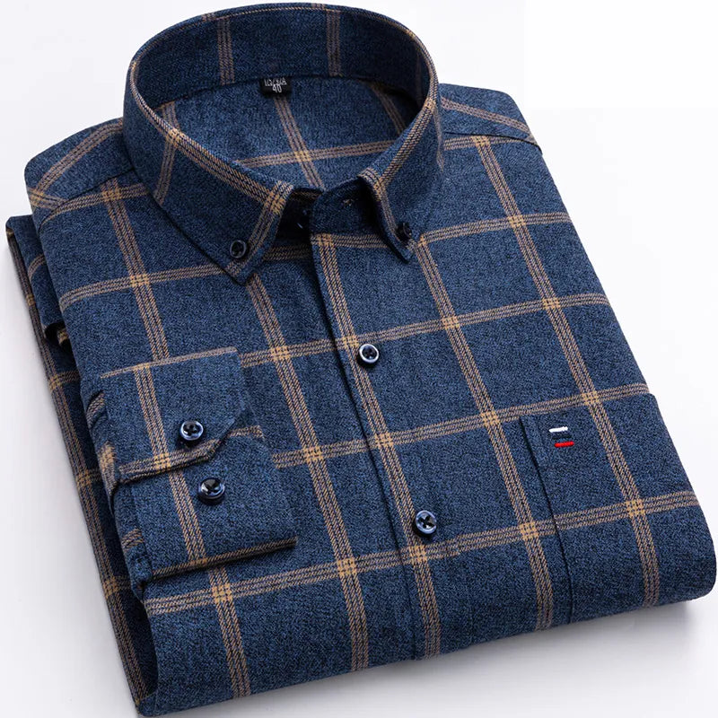 Men's Check Long Sleeve Button-Down Oxford Shirt