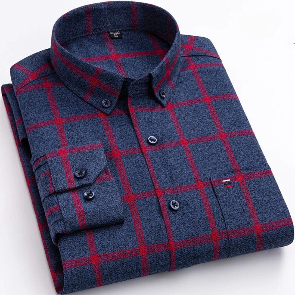 Men's Check Long Sleeve Button-Down Oxford Shirt