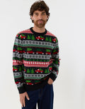 Men's Red Truck Fair Isle Christmas Sweater Crew Neck