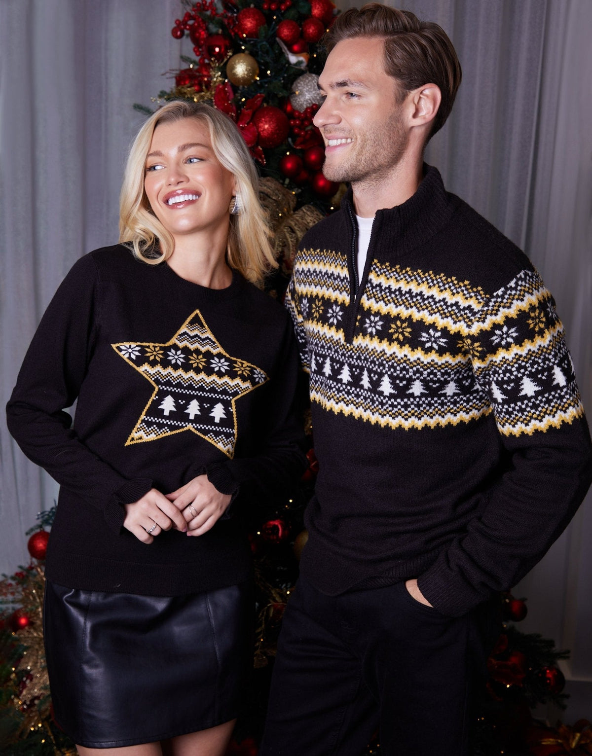 Men's Fair Isle Christmas Tree Sweater Quarter Zip