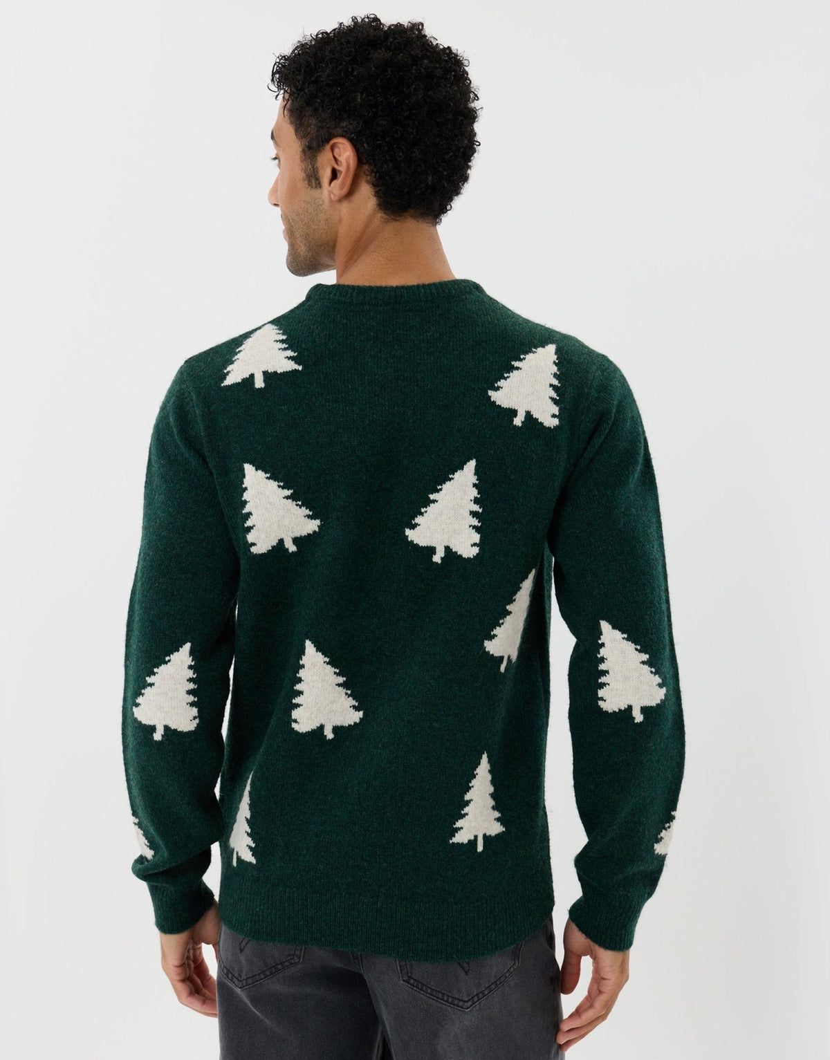 Men's Christmas Tree Sweater Crew Neck in Green