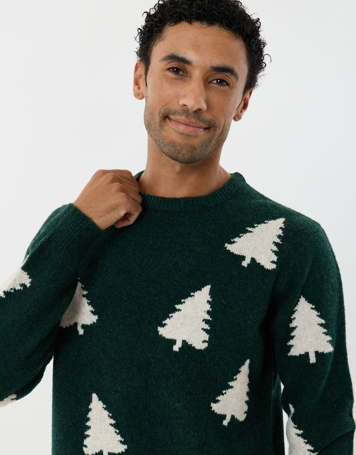 Men's Christmas Tree Sweater Crew Neck in Green