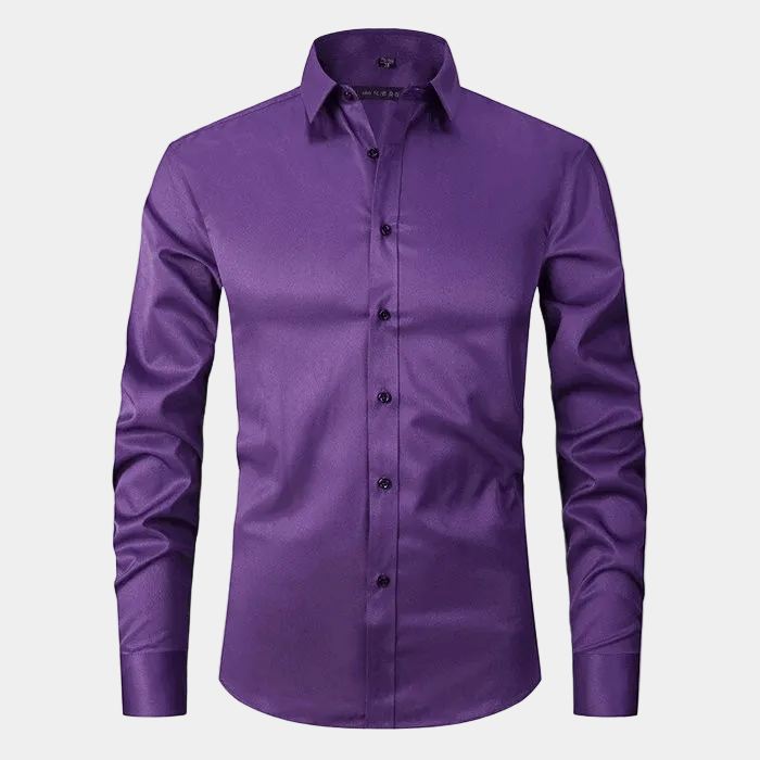 Men's Long-Sleeve Plain Dress Shirt