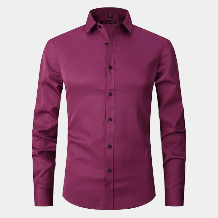 Men's Long-Sleeve Plain Dress Shirt