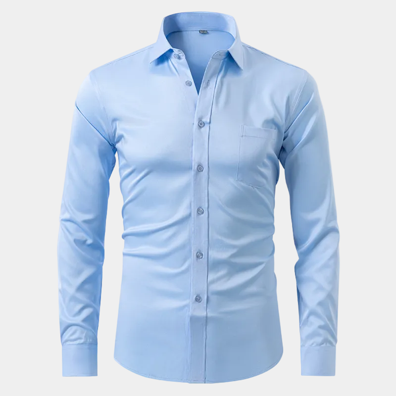 Men's Long-Sleeve Plain Dress Shirt