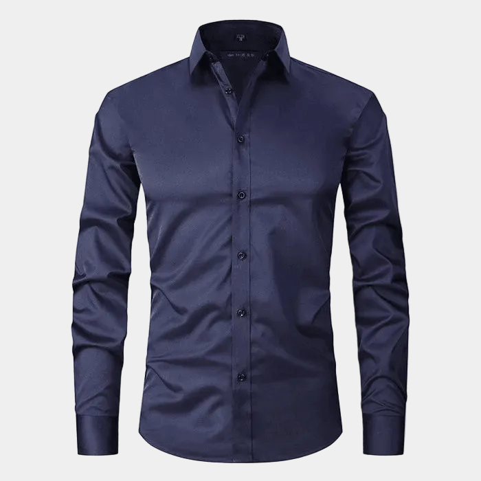 Men's Long-Sleeve Plain Dress Shirt