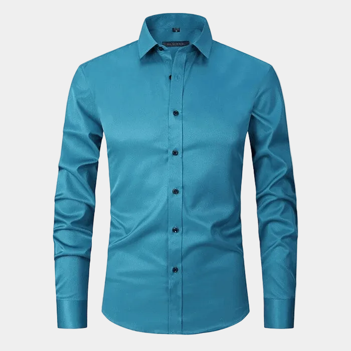 Men's Long-Sleeve Plain Dress Shirt